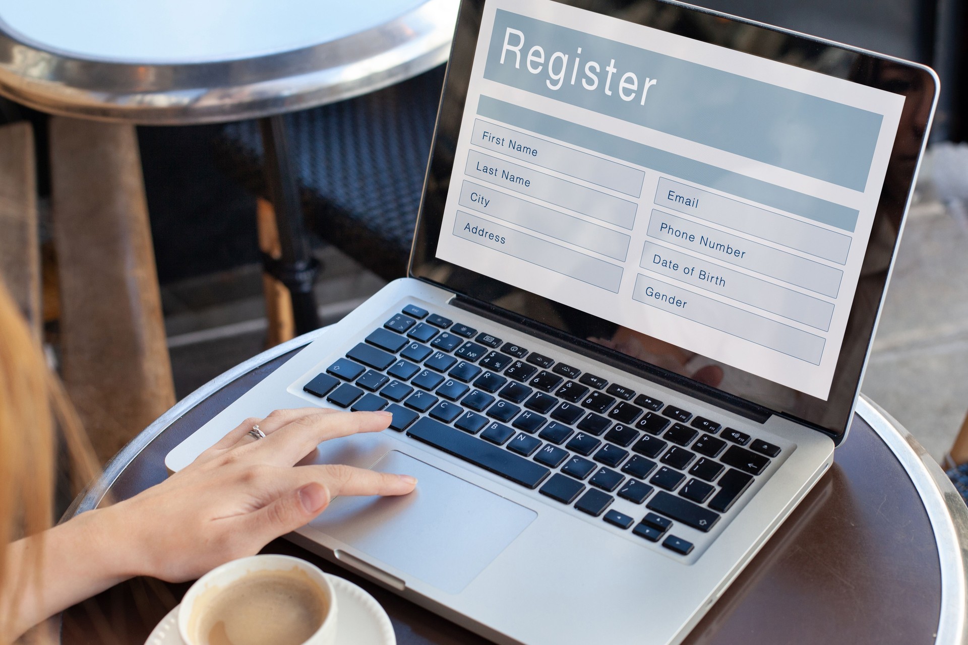 Sign up with online registration form, register new user, filling application form