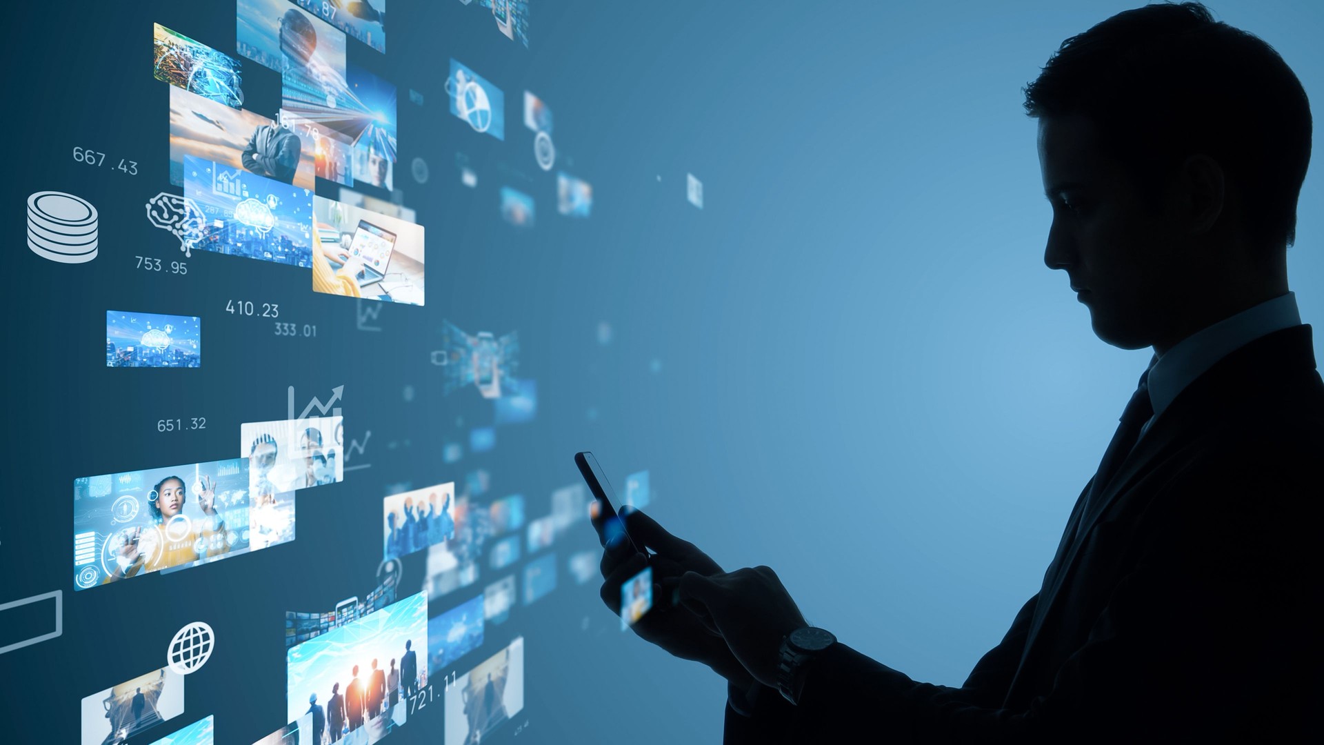 Visual contents concept. Social networking service. Streaming video. communication network.